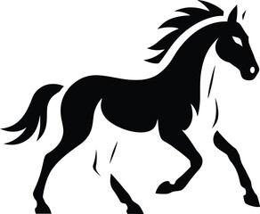 Running Horse Silhouette Artwork, Strong Black Horse Design