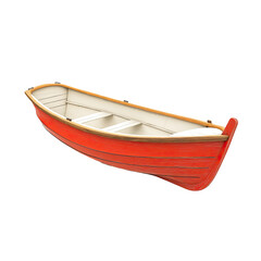 Red rowboat,  classic design,  wooden hull,  interior compartments