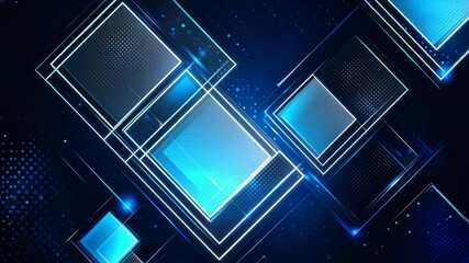 blue neon light polygonal , polygon style futuristic technology abstract background with glowing geometric shapes on black background - Powered by Adobe