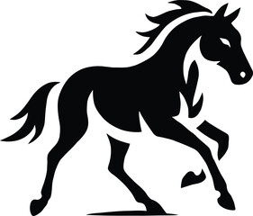 Black Horse Running Graphic, Strong and Elegant Horse Silhouette