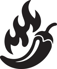 Spicy Red Hot Pepper Vector Silhouette Illustration