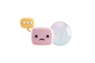 Naklejka premium 3D Sad emoji and broken bubble floating pastel icon