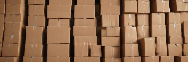 Stacked used cardboard boxes ready for recycling , recycling,  packaging,  used
