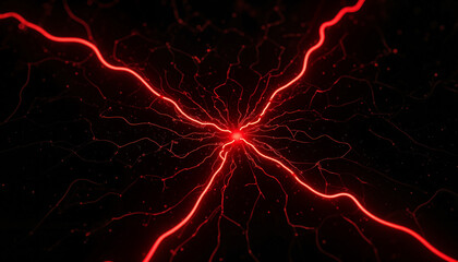Abstract red lightning pattern on a black background  