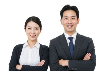 Confident Asian Business Team Portrait Isolated on White Background