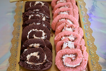 Strawberry and Chocolate Cream-Filled Cake Rolls
