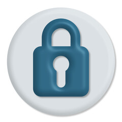 Blue lock icon on white circular background representing data protection and security. Transparent PNG file ideal for UI design, cybersecurity concepts, or privacy symbols in digital media.