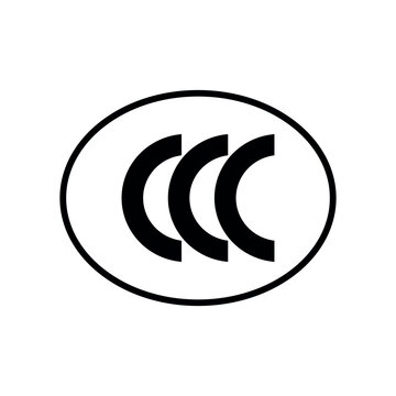 Black and white vector illustration of CCC logo within oval frame, minimalist design for branding or certification