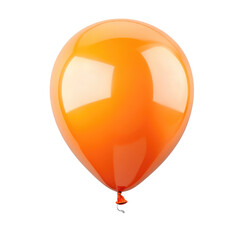 A single orange balloon with a glossy surface floating against a plain black background in a studio shot on transparent background