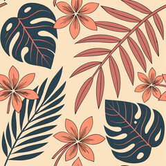 Tropical and vintage-inspired textile scarf design 