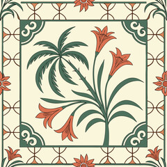 Tropical and vintage-inspired textile scarf design  