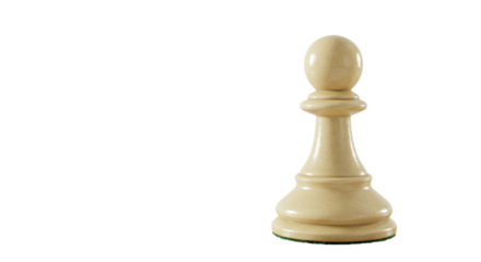 A lone ivory pawn stands ready on the chessboard embodying the silent power of strategic on transparent background