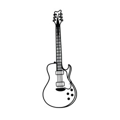 Naklejka premium Guitars vector art illustration. Vector guitars on white background. Symbols of classic electric guitars for a store or music application. Electric and acoustic, bass, music instrument. 