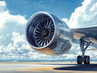 Close-Up of a Modern Jet Engine on an Aircraft
