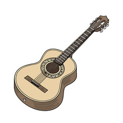 Fototapeta premium Guitars vector art illustration. Vector guitars on white background. Symbols of classic electric guitars for a store or music application. Electric and acoustic, bass, music instrument. 