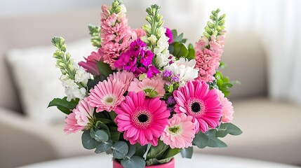 Beautiful Pink and White Flower Bouquet Gerbera Daisy Arrangement