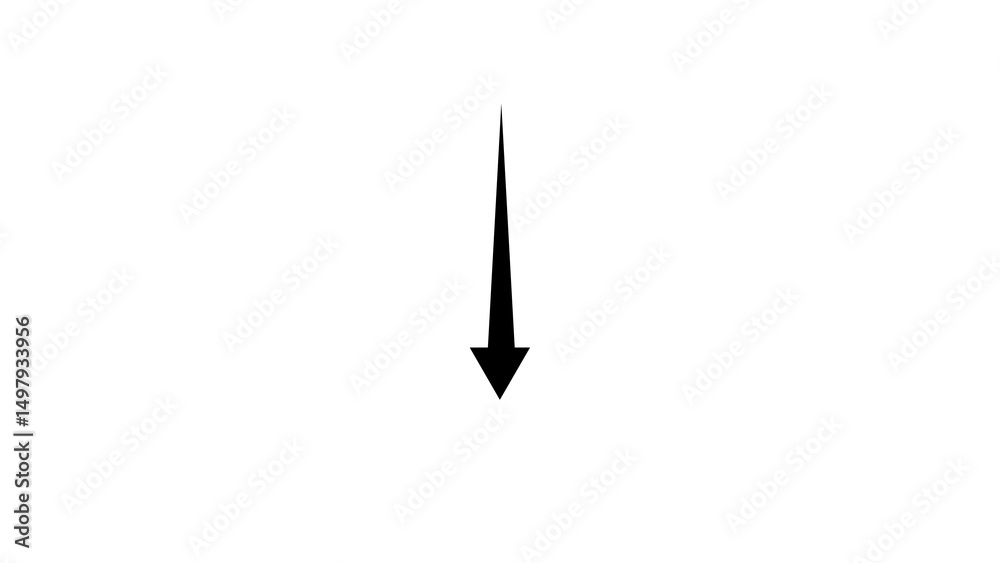 Poster minimalist black downward arrow isolated on a white background simple design element representing di