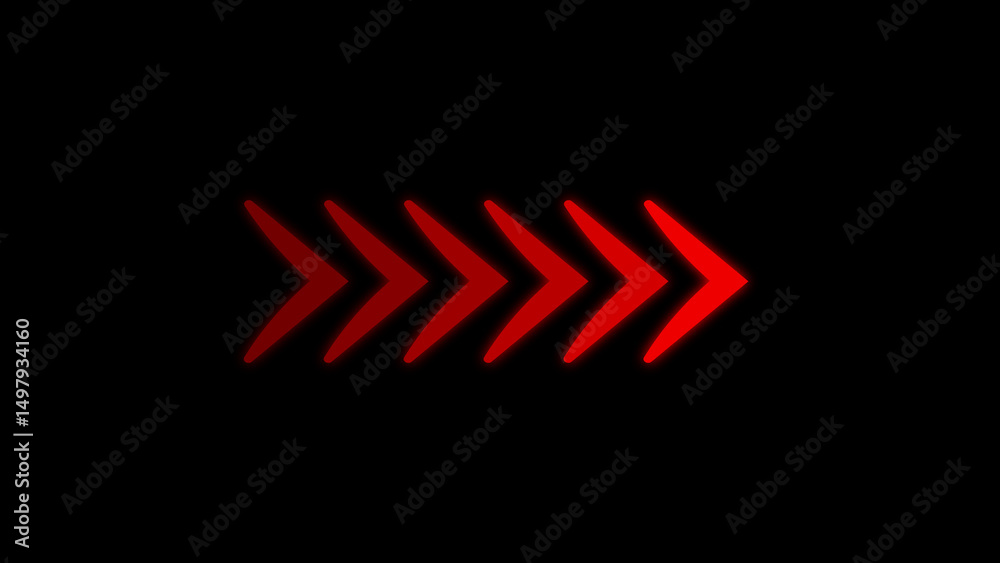Poster red arrow sequence on a black backdrop illustrating direction progress and movement ideal for web de