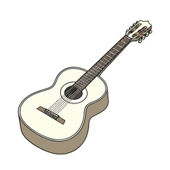 Fototapeta premium Guitars vector art illustration. Vector guitars on white background. Symbols of classic electric guitars for a store or music application. Electric and acoustic, bass, music instrument. 