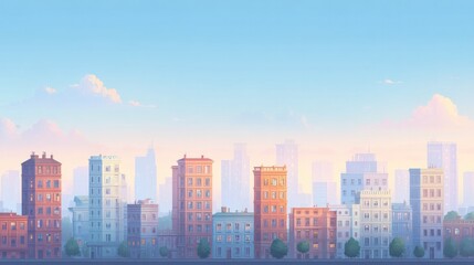 Obraz premium assorted mix of cityscape illustrations depicted in diverse artistic styles embracing minimalistic and clean design