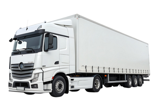 Modern White Semi-Truck Trailer Transportation Logistics