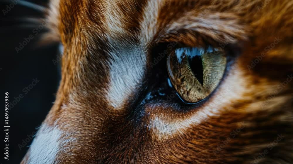 Poster a close-up view of a cat's eye, ideal for use in pet-related or wildlife photography contexts