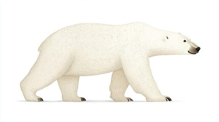 Fototapeta premium A stylized illustration of a majestic polar bear walking gracefully across a white background.