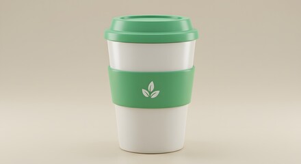 Premium Eco Friendly Reusable Coffee Cup with Leaf Motif for Sustainable Marketing Campaign