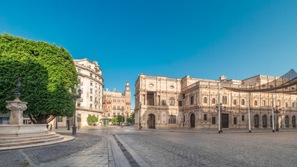 Town Hall and Plaza de San Francisco in Seville timelapse panorama