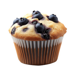 Delicious blueberry muffin isolated on transparent background