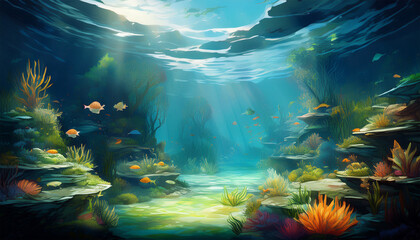 underwater aquarium scene