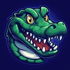 Crocodile head design with vibrant colors and fierce expression showcasing sharp teeth and intense eyes