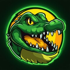 Fierce alligator illustration with vibrant colors and striking expression at night
