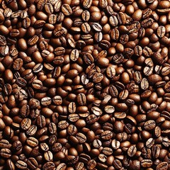 Obraz premium Pile of roasted aromatic coffee beans texture close up isolated on white background