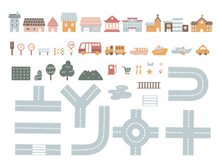 create buildable map, flat vector illustration cartoon design	
