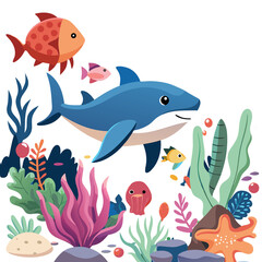 Naklejka premium set of funny cartoon fishes