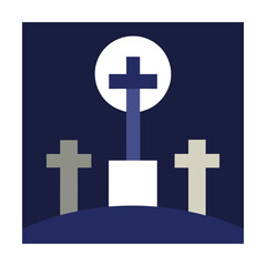 Obraz premium cross shaped tombs in moonlight (1).eps