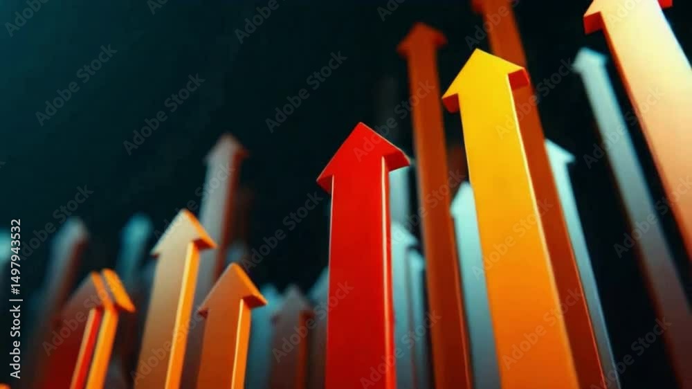 Fototapete ascending arrows: dynamic graphic of upward-pointing arrows, symbolizing progress, growth, and upwar