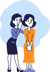 Women Sharing Secret Illustration – Office Gossip or Friendship Moment