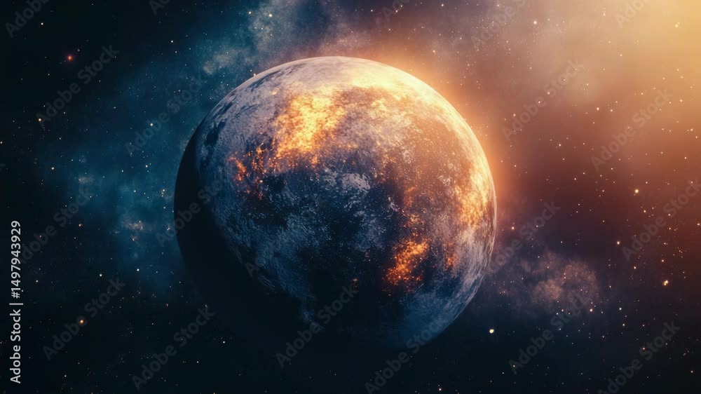 Aufkleber a planet floating in the vastness of space