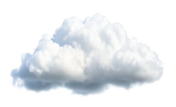 Realistic white cloud floating on transparent background