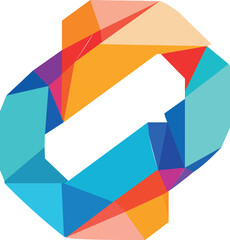  Vector Abstract Colorful Geometric Loop, Modern Interlocking Polygon Design.