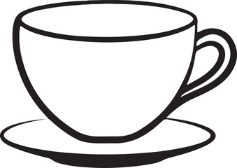 Simple line art illustration of a tea or coffee cup in black and white perfect for minimal kitchen designs