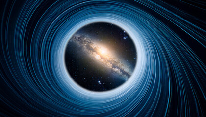 Obraz premium the cosmic beauty observed through a circular space window is stunning