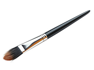 Fototapeta premium Paint brush with black handle and brown bristles on transparent background