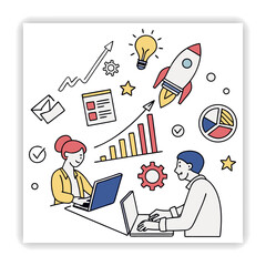 Office Work Doodle Illustrations Business Doodles,