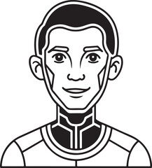 Black and white male portrait illustration with classic features ideal for storytelling visuals