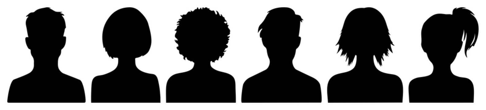 PNG Silhouette female avatar profile illustration isolated element on transparent background, transparent background