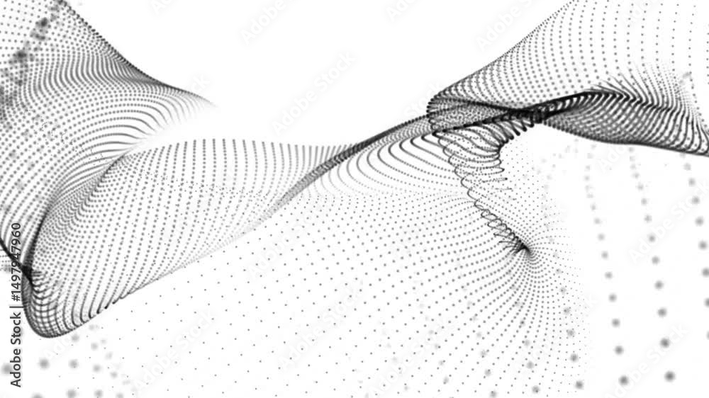 Poster futuristic black dots and lines wave flow isolated on white abstract dynamic digital background. bea