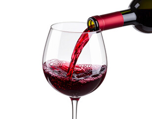 Elegant Wine Pour into Glass, Isolated on Transparent PNG Background